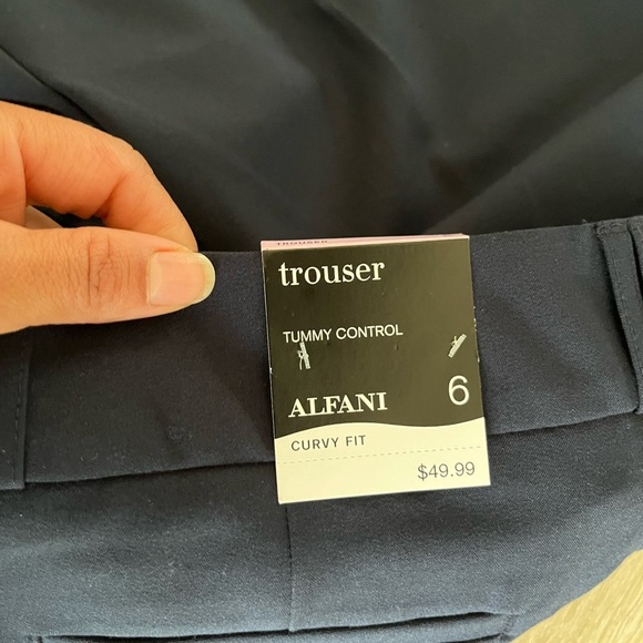 ALFANI Tummy Control Dress Pants Size 6 Trousers Navy Blue Career Work NWT - Picture 4 of 6